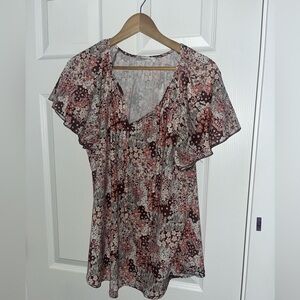 Floral Chiffon Blouse - Pink and Black